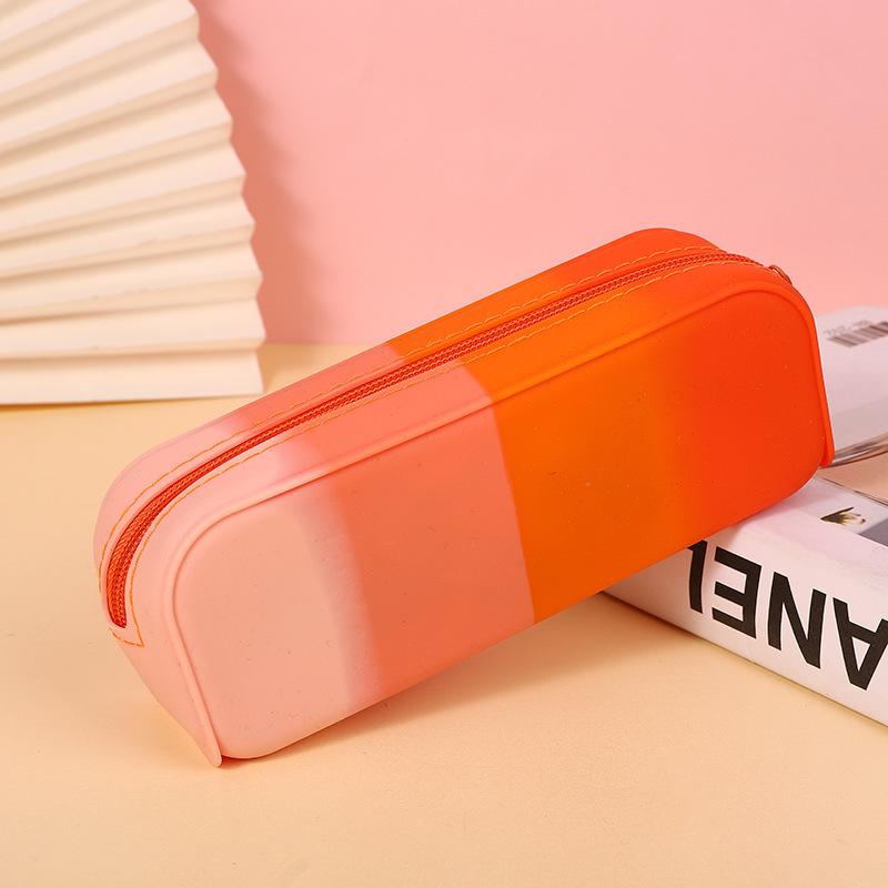 Colorful Silicone Pencil Case Waterproof Large Capacity Pouch Pen Bag Korean Aesthetic Stationery for Girls Kids School Supplies