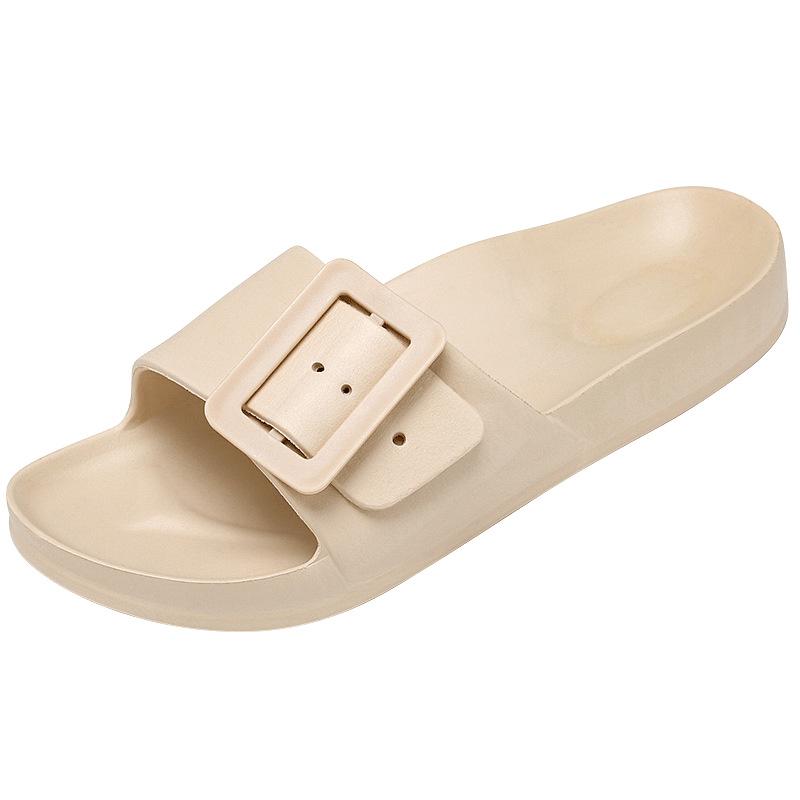 

Men s Women s Buckle Slide Sandals Lightweight Non-Slip Casual Beach Slippers 41 бежевий