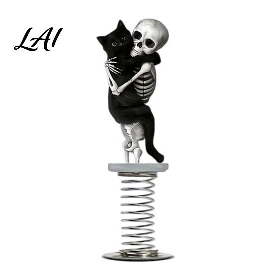 Miniature Cat Dashboard Ornaments Cute Car Decorations with Spring Swing Design 2D Flat Acrylic Kitten Gift for Lovers Ornaments Stable Self