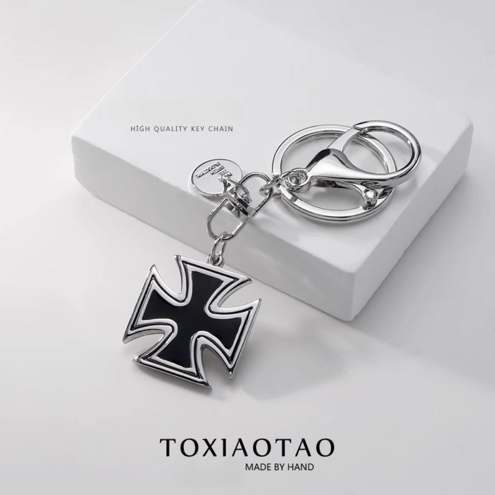 Vintage pruský německý kovový železný kříž přívěsek na klíče Sauvignon německá pamětní závěsná ozdoba