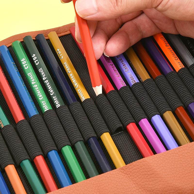 50 Colored Wooden Pencils In Roll-Up Case for Students and Artists