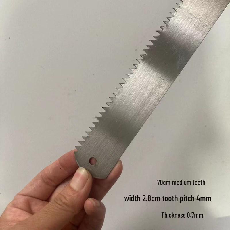 Manganstahl Holzbearbeitungssägeblatt - Grobe & Feine Zähne, Schmale Laubsägeblatt, Handsäge mit Knauf (50cm, 60cm, 70cm)
