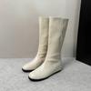 5 cm higher but knee soft-soled knight boots women's 2025 new versatile straight and thin round Chelsea boots