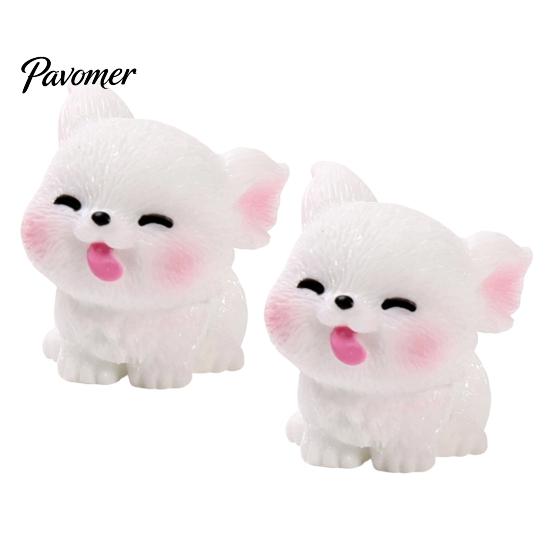 Small Decorative Figurines 2Pcs Mini Dog Figurines, Cute Resin Puppy Miniature Animal Figures, Car Dashboard Decorations Ornaments for Micro