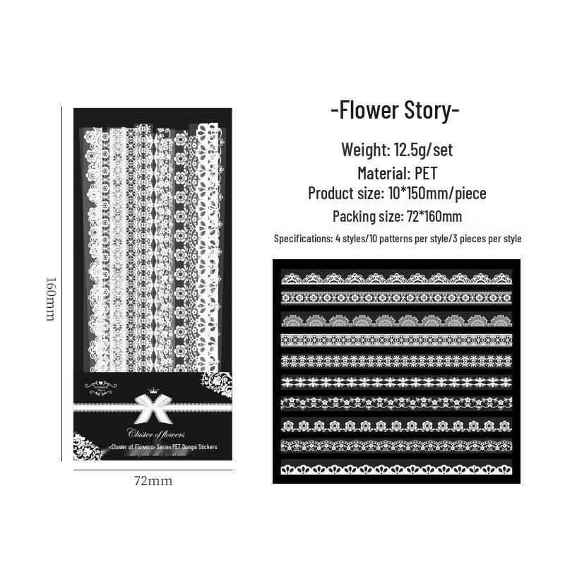 Waterproof Korean Flower Lace Sticker Pack for DIY Journals
