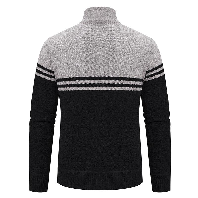 Stand-up Neck Sweater Cardigan Men's Autumn and Winter New Fashion Thickened Plush Sweater Casual Knitted Sweater