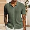 Sommerhemd für Herren, Revers, einreihig, einfarbig, dünn, weich, kurze Ärmel, atmungsaktiv, Strickjacke, ausgehöhlt, gestrickt, mittellang, für Urlaub und Strand