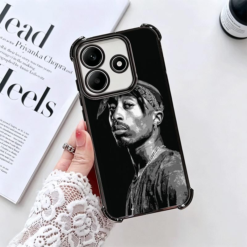 Rapper 2pac Singer Tupac Soft Phone Case For Xiaomi Redmi Note 14 15 Pro Plus 13 12 11S 11T 5G 10 9S 9 Plating Anti-Fall Fundas