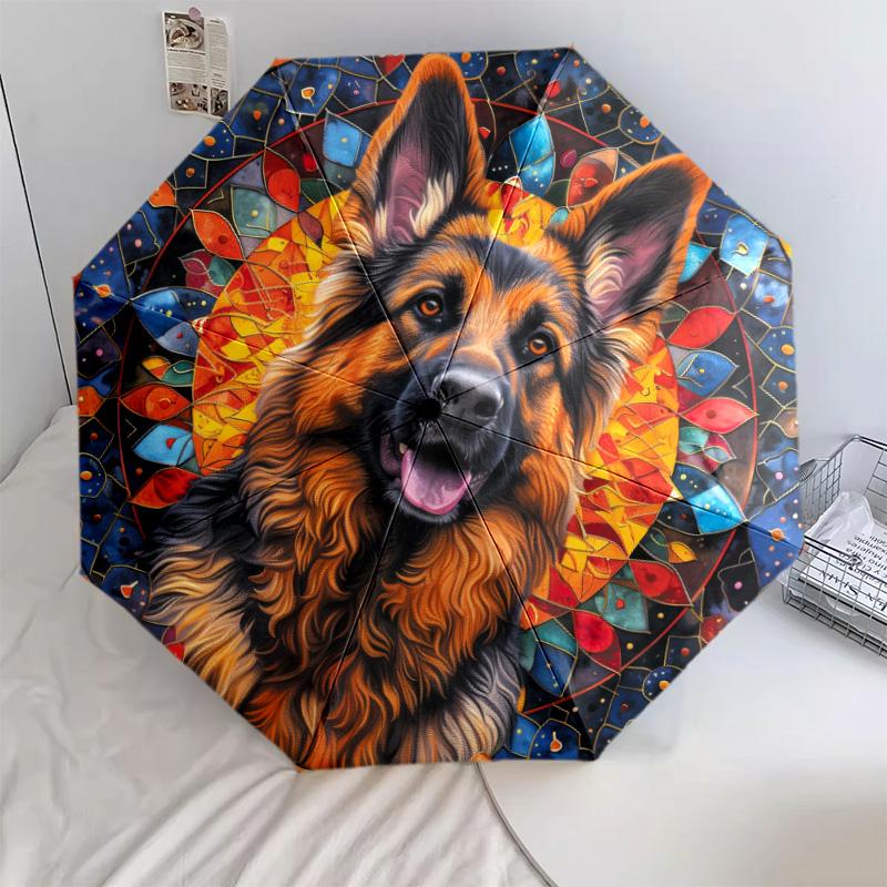 Moonlit Floral Dog Portrait Automatic Umbrella - Suitable Travel Outdoor Portable Umbrella Birthday Gift Daily Essentials