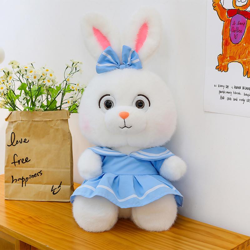 Plush Rabbit Toy With Dress And Bow Decoration For Girls Gift And Comfort