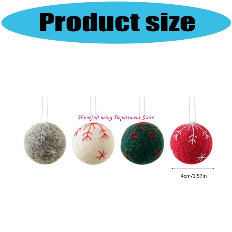 Christmas Felt Snowflake Ball Decoration Pack of 4 Winter Home Decoration