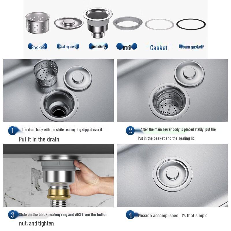 Universal Stainless Steel Sink Drain Pipe Kit