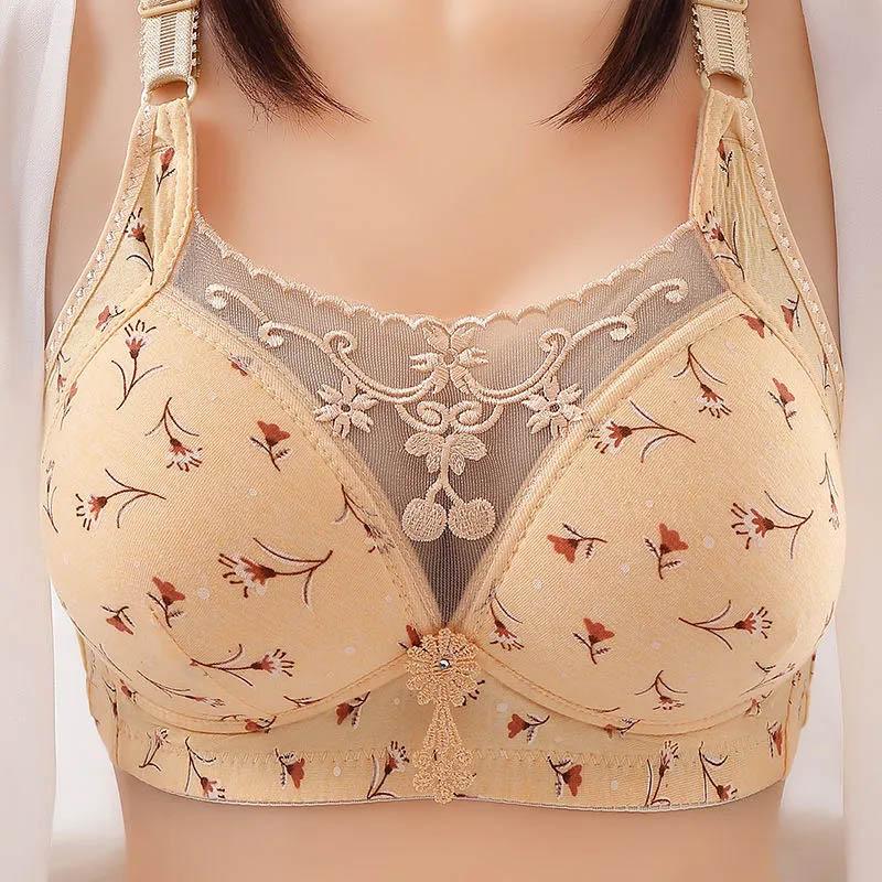 

Женское тонкое нижнее белье большого размера без стального кольца со сборками, антибликовый, антипровисающий, регулируемый кружевной бюстгальтер 44/100C