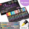 60 Colors Acrylic Paint Pens Markers Permanent Markers for Rock Painting Glass Ceramic Fabric Wood Metal Brush Tip Art Supplies
