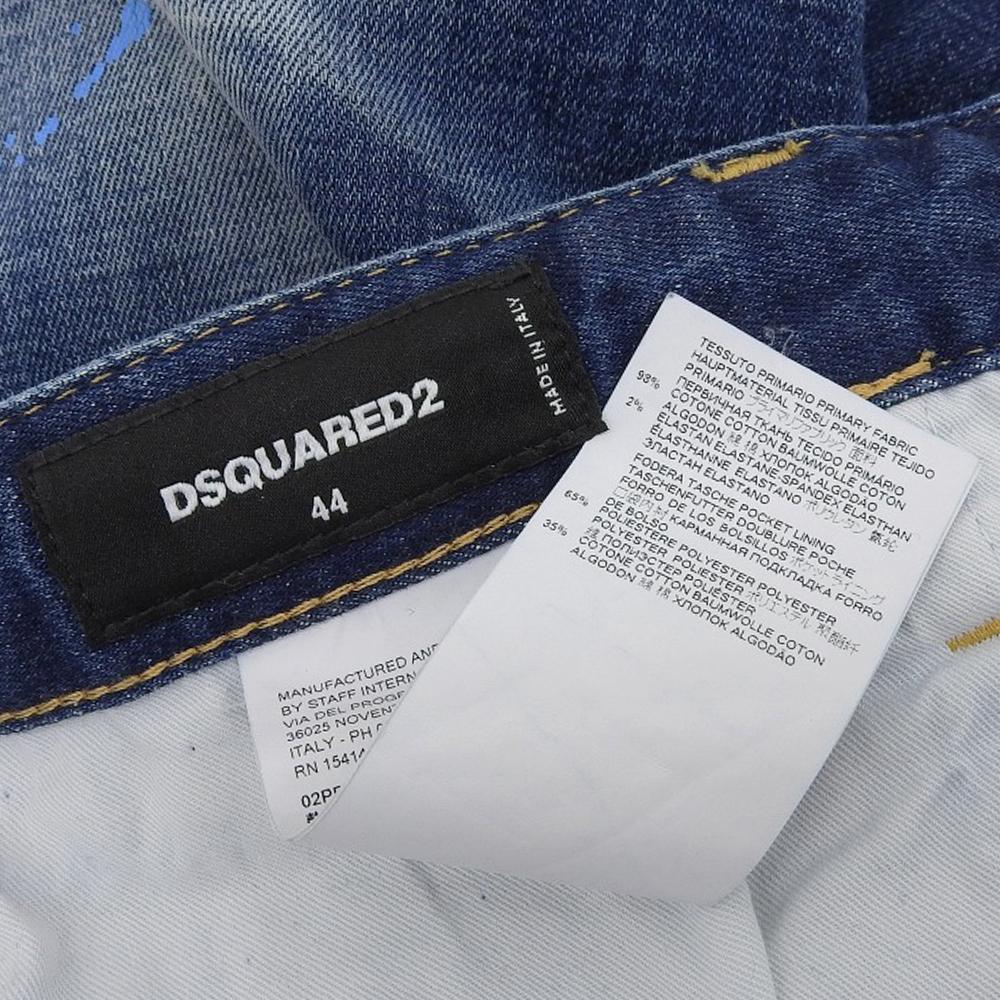 Dsquared2 SEXY TWIST JEAN Painted Denim Pants, Men's, Indigo, Size 44, S74LB1023, 2021 Autumn/Winter Collection Bottoms 44 IndigoUsed
