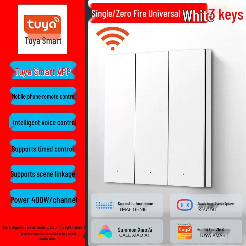 Graffiti WiFi Smart Switch: Universal Control for Single Live & Neutral, Supports Google, Alexa & XiaoAI.