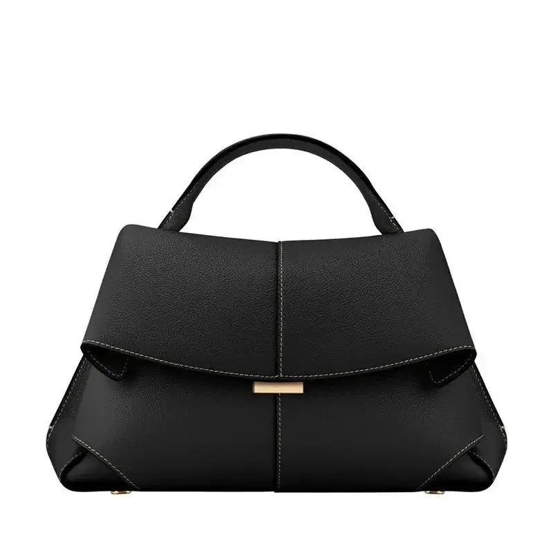 Borsa da Donna Pieghettata in Pelle di Primo Strato Borsa Sorridente Design di Marca Trendy Stile Francese Nuova