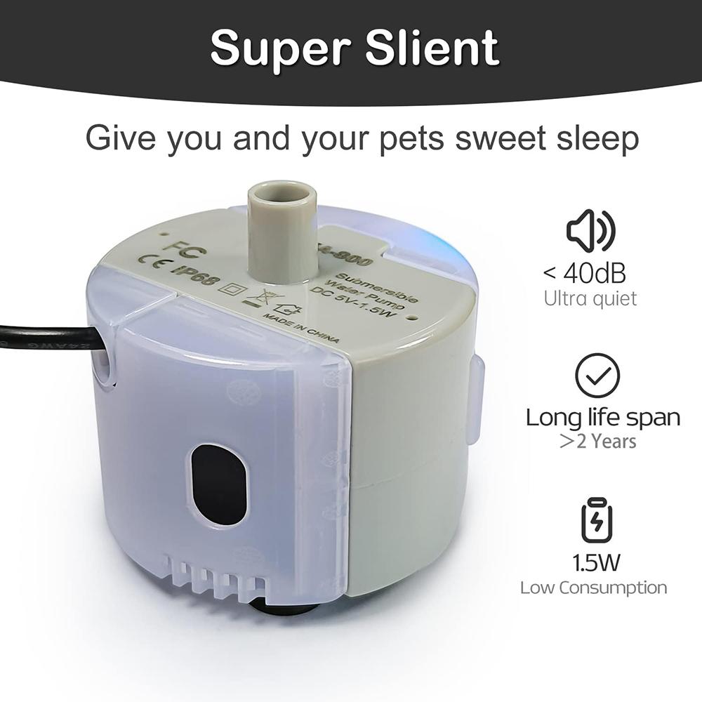 Náhradní vodní čerpadlo pro motor fontány na vodu pro kočky, ponorné čerpadlo, fontána na vodu pro domácí mazlíčky, kočky, SMA-800, USB, tiché vodní čerpadlo, příslušenství