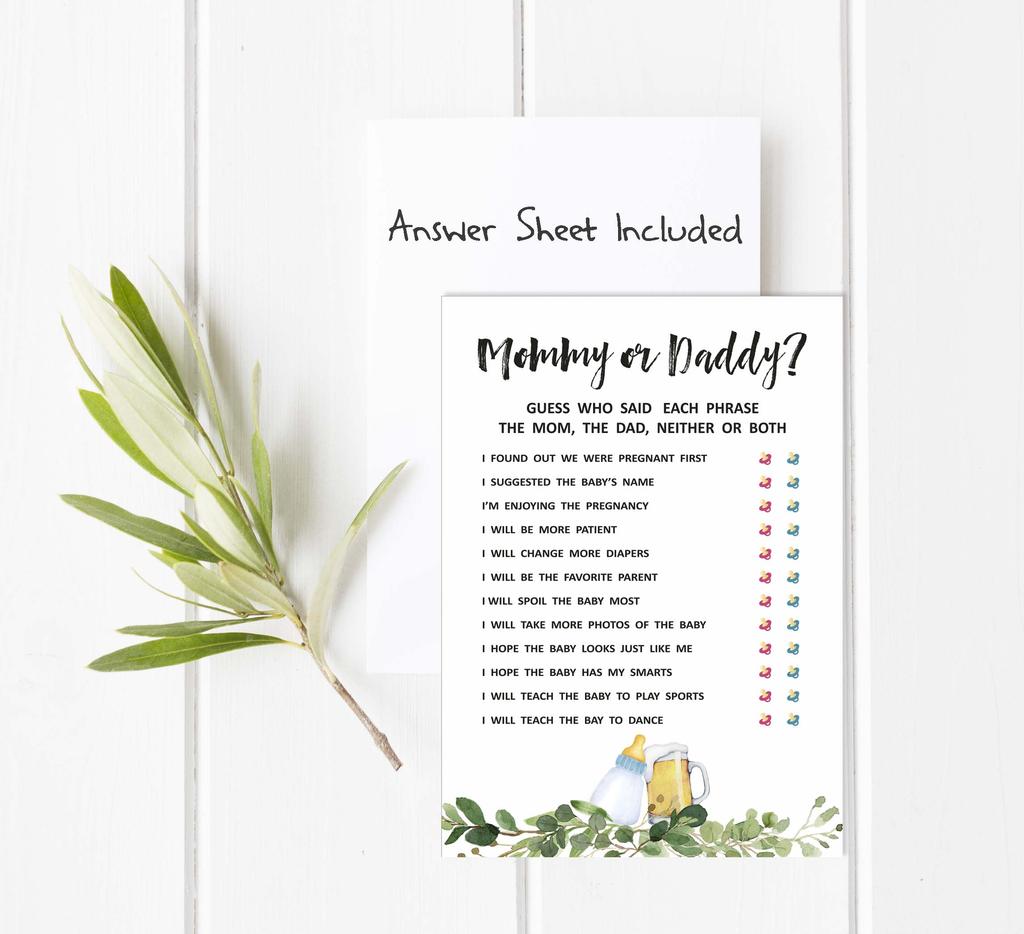 Inkdotpot Who Said it Game Mommy Or Daddy 50 Sheet Fun Baby Shower Game Cheers Gender Neutral Party Supply-8443