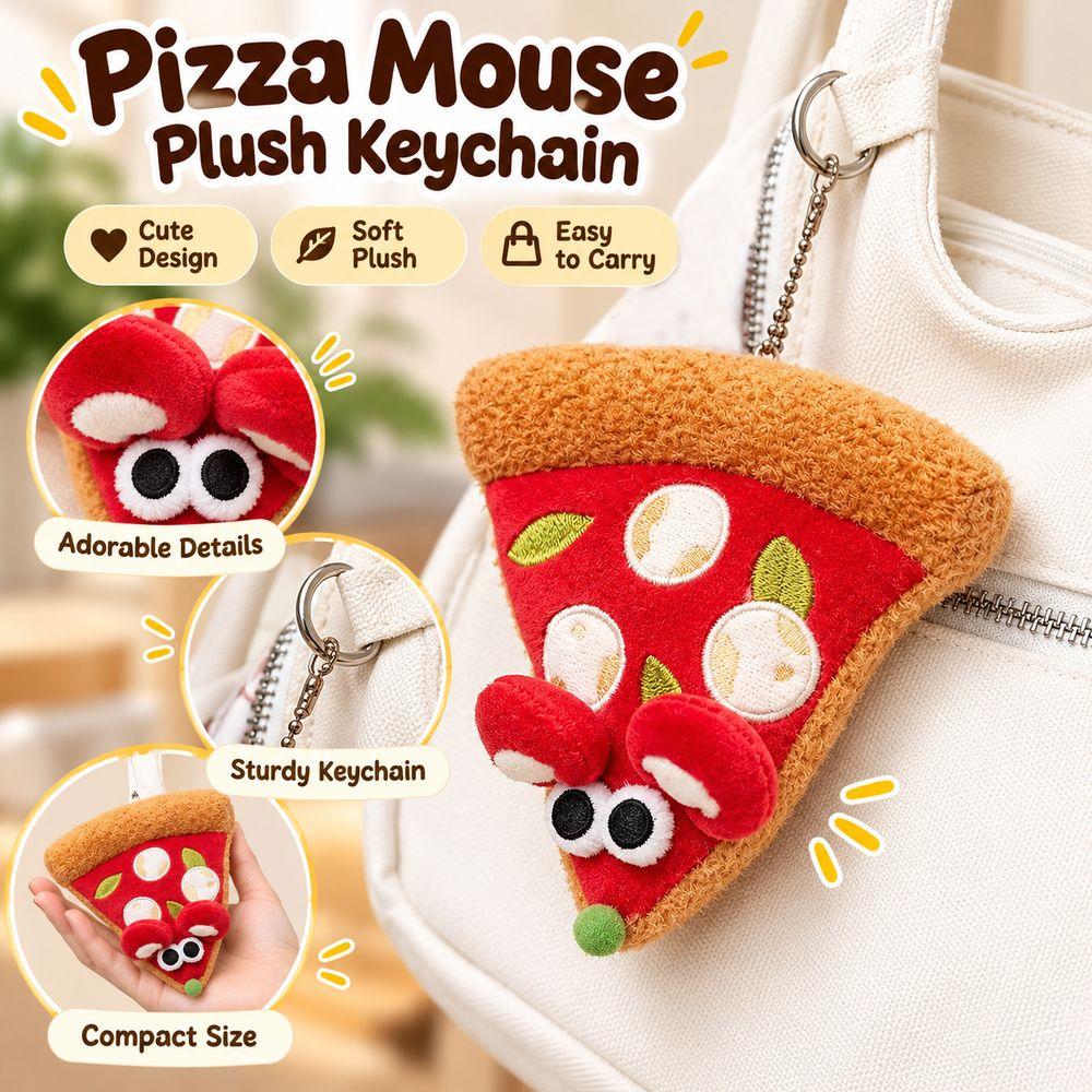 Cute Pizza Slice Plush Charm Exquisite Embroidery Stuffed Pizza Toy New Cartoon Mouse Pendant