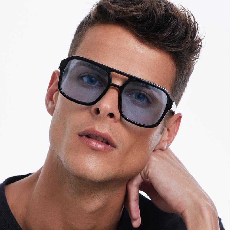 New Retro Women Sunglasses Double Beam Trendy Advanced Design Eyeglasses Square Personalized Large Frame Sun Glasses Uv400