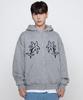Graver [Unisex] Two Drawing Line Flower Zip-Up Hoodie_Gray