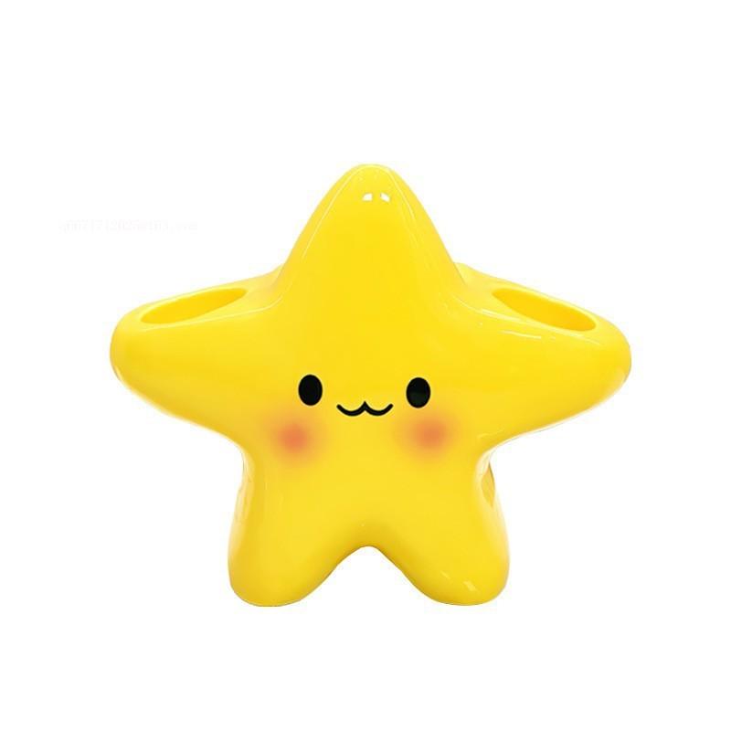 

Cute Star-Shaped Toothbrush Holder Freestanding Bathroom Organizer With Space-Saving Design For Toothbrush & Toothpaste