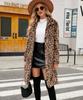 Płaszcz ze sztucznego futra w panterkę, damskie ubrania, modne klapy, puszysta kurtka, damska, długi rękaw, marynarka, kołnierz, kurtka ze sztucznego futra, damska, pluszowa odzież uliczna