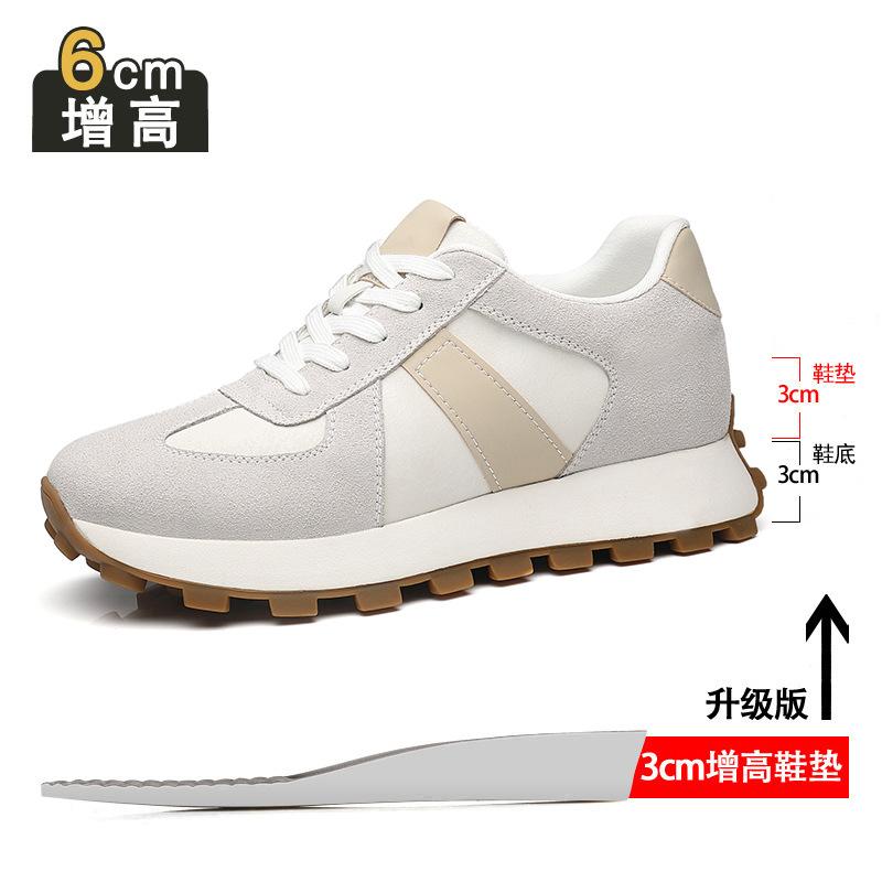 Inner Height Increase 8cm Board Shoes Men's Breathable Sports and Leisure Shoes Low Heel Real Cowhide Invisible Height Increase Dad Shoes Men