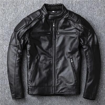 Genuine 100% Leather S for Men Real Top Layer Cowhide Man Autumn Winter Plus Size Men's Motorcycle Jacket