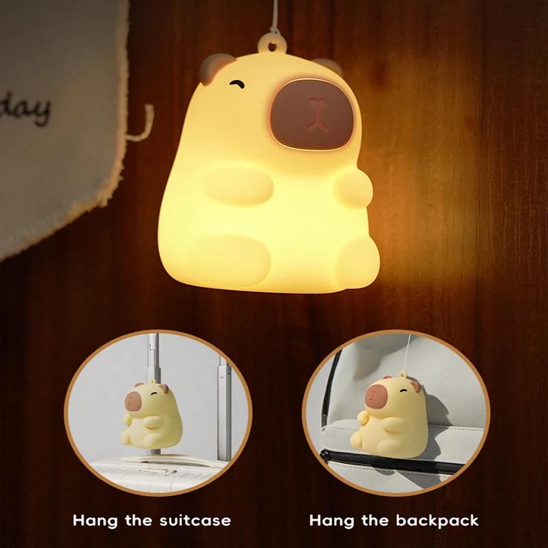 Capybara Cute Night Light, Squishy Lamp Gifts Toys, Rechargeable LED Dimmable Silicone Nightlight for Kids