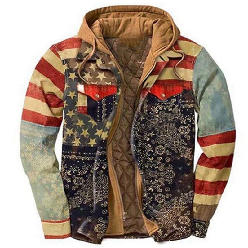 Men's Plaid Hooded Cotton Jacket: Thick, Long Sleeve, Loose-Fit for Autumn/Winter