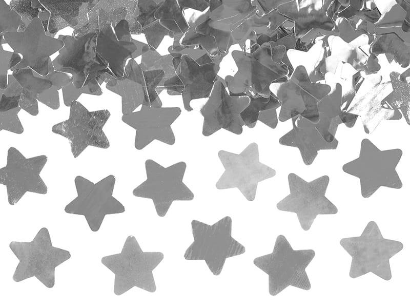 Partydeco Tuba Z Confetti Gwiazdki Srebrne 60Cm