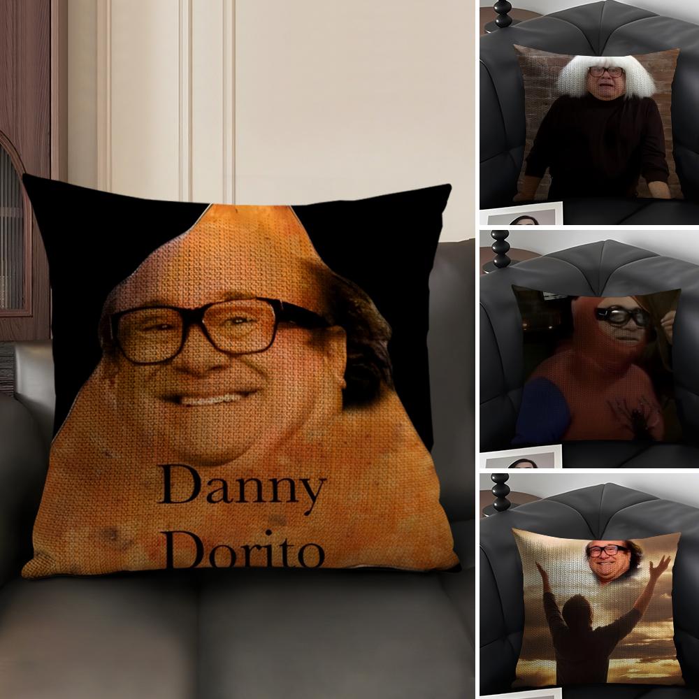 Meme Funny D-Danny D-Devito Pillow Case Natural Linen Double-Sided Printing Sofa Home Decor Cushion Cover