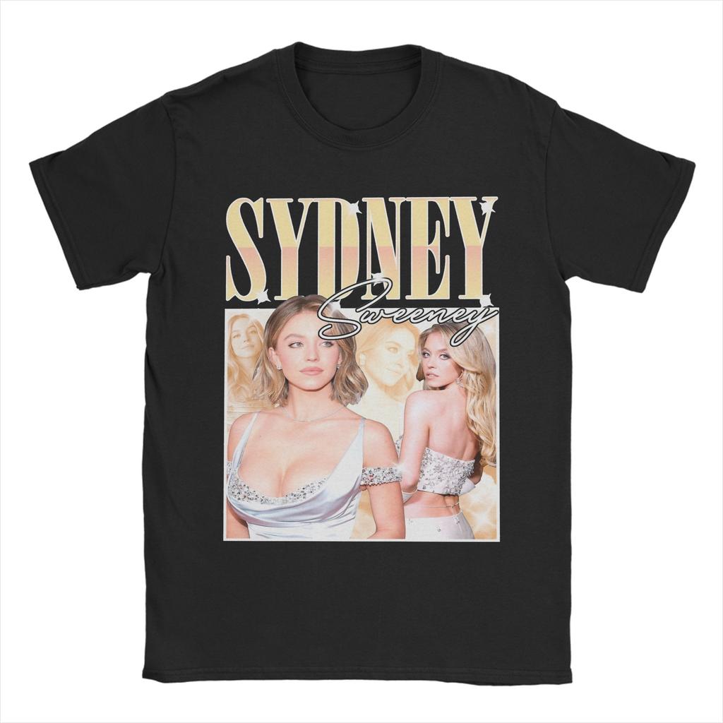 Sydney Sweeney T Shirts Unisex Pure Cotton Leisure TShirts Crew Neck Tees Short Sleeve Tops Birthday Present