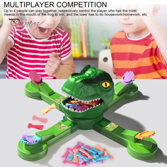 Electric Dinosaur Feeding Game Toy Movable Big Mouth Frog Food Launcher Multiplayer Competitive Educational Animal Feeding Toy Toddlers Boys Girls