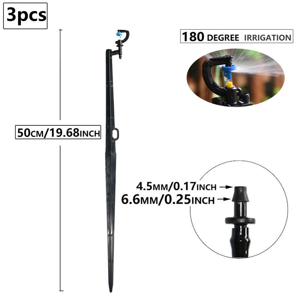 

180 360 Degree Refraction Micro Watering Sprinkler Sprayer 50cm Stake Rotating Refracting Garden Irrigation Nozzle 4/7mm Hose