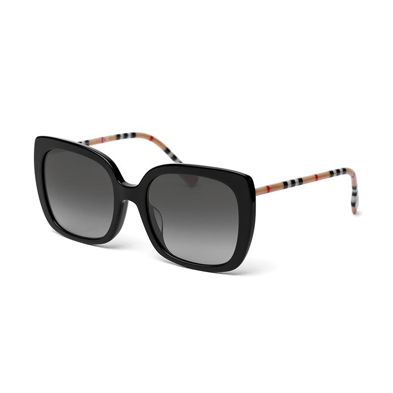 Burberry New Striped Collection Elegant Socialite Resort Fashion Trend Plate Frame Square Sunglasses Women's