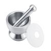 Stainless Steel Mortar and Pestle Set Kitchen Mortar Pestle Manual Grinder for Garlic   with Silicone Lid Ergonomic Non-Slip Grip
