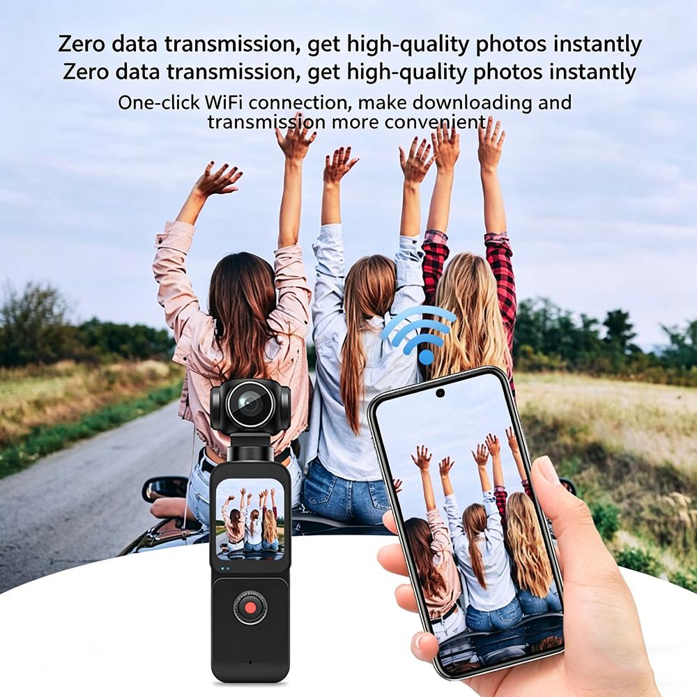 5K UHD Pocket Action Camera with 270° Rotatable Lens EIS Anti-Shake WiFi Vlog Camera for Outdoor Sports Travel