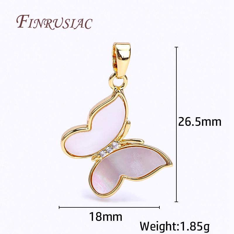 Trendy Inlaid Zircon Butterfly Charms Pendants For Jewellery Making Supplies,Natural Shell Pendants Accessories DIY Jewelry
