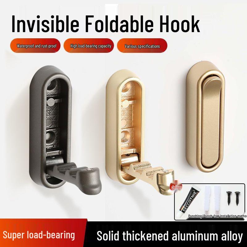 Punch-Free Foldable Clothes Hook: Modern, Invisible, Multi-functional Coat Rack for Bathroom Storage
