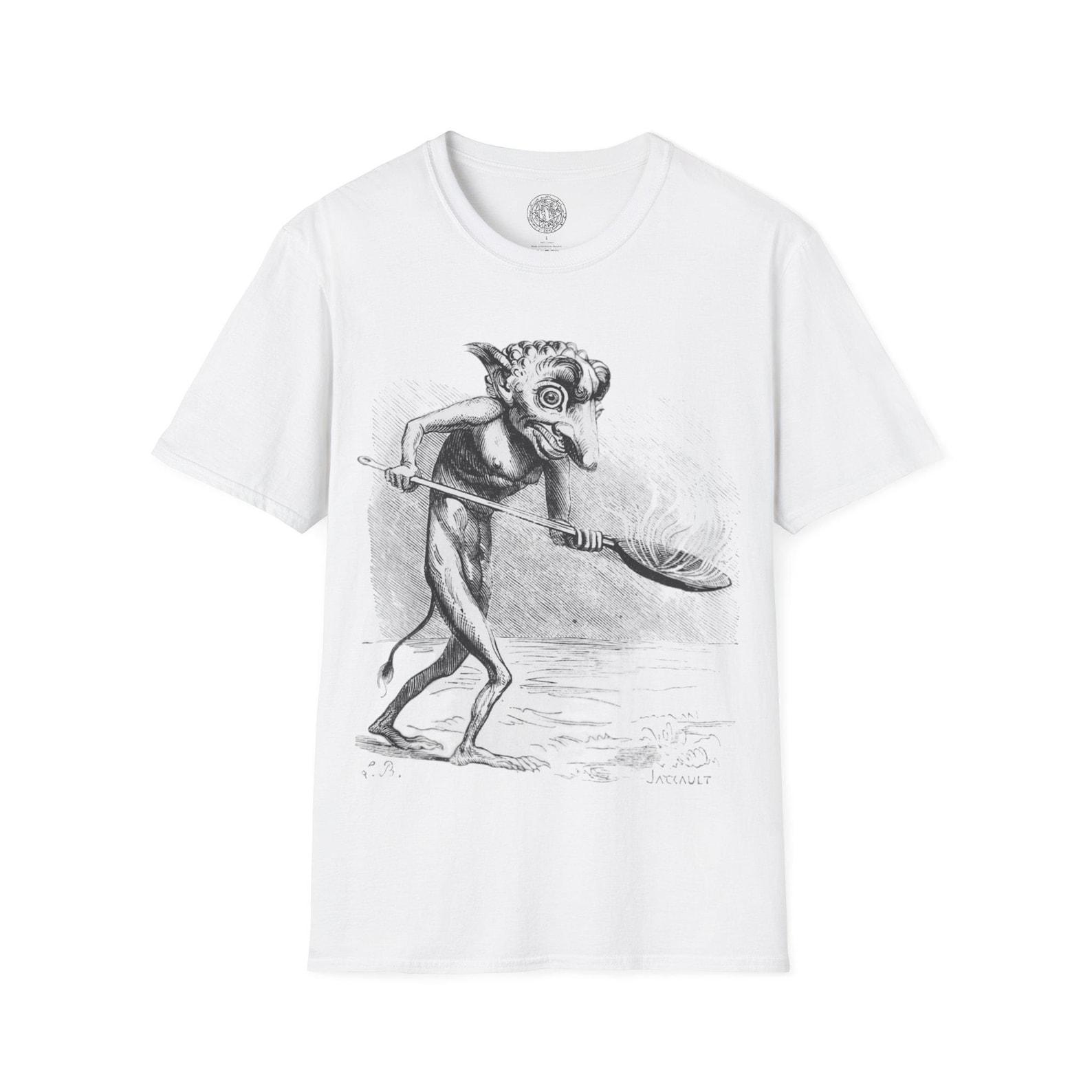 Ukobach Demon T-Shirt | Infernal Flame Graphic Tee | Hellfire Keeper Apparel | Esoteric Knowledge Shirt L