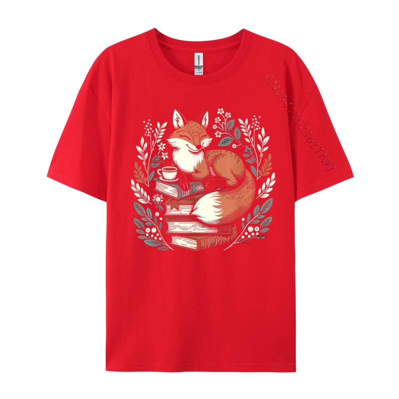 Cute Cottagecore Floral Fox Aesthetic Women Premium Cotton Printed Tops Shirts New Arrival Adult T-Shirt Slim Fit Tops Shirt