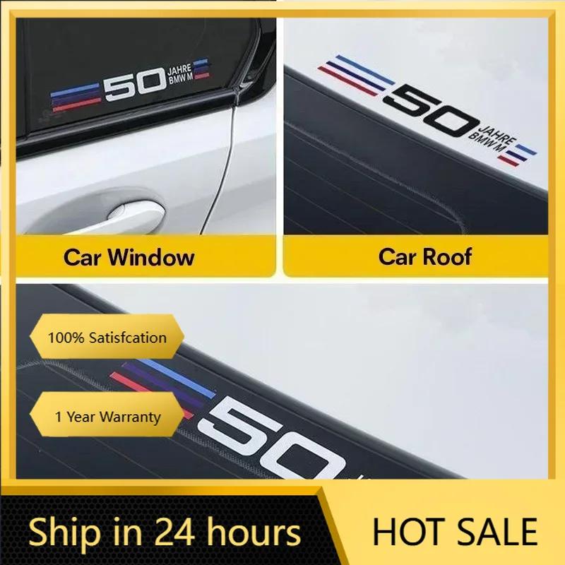 BBYX8 2025 Hots E60 1X Car Triangle Window Decoration 50 Anniversary sticker For BMW 50th E46 E39 E38 E90 E60 E36 F30 F20 X1 X3 X5 M2