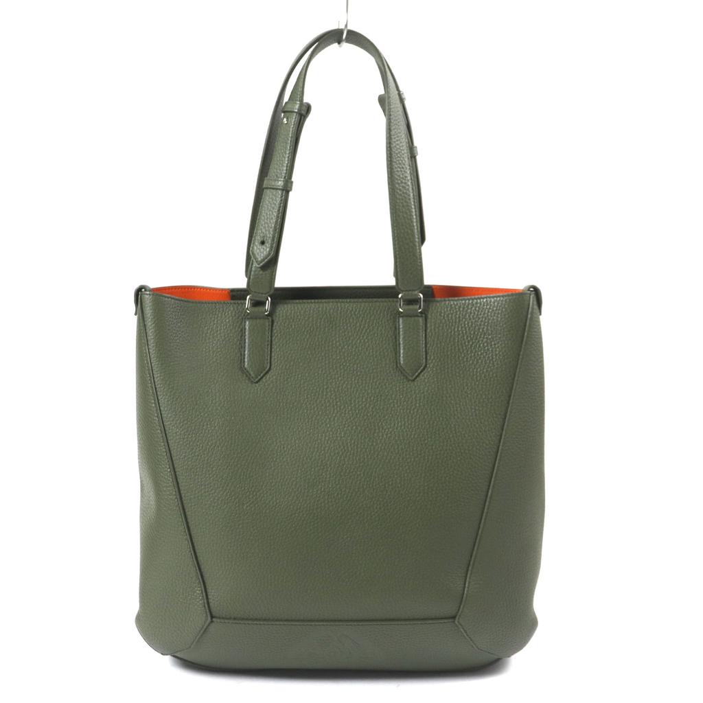 Alexander McQueen ToteBag EDGE Medium Logoprint HnadBag khaki Calfleather 762342 Used