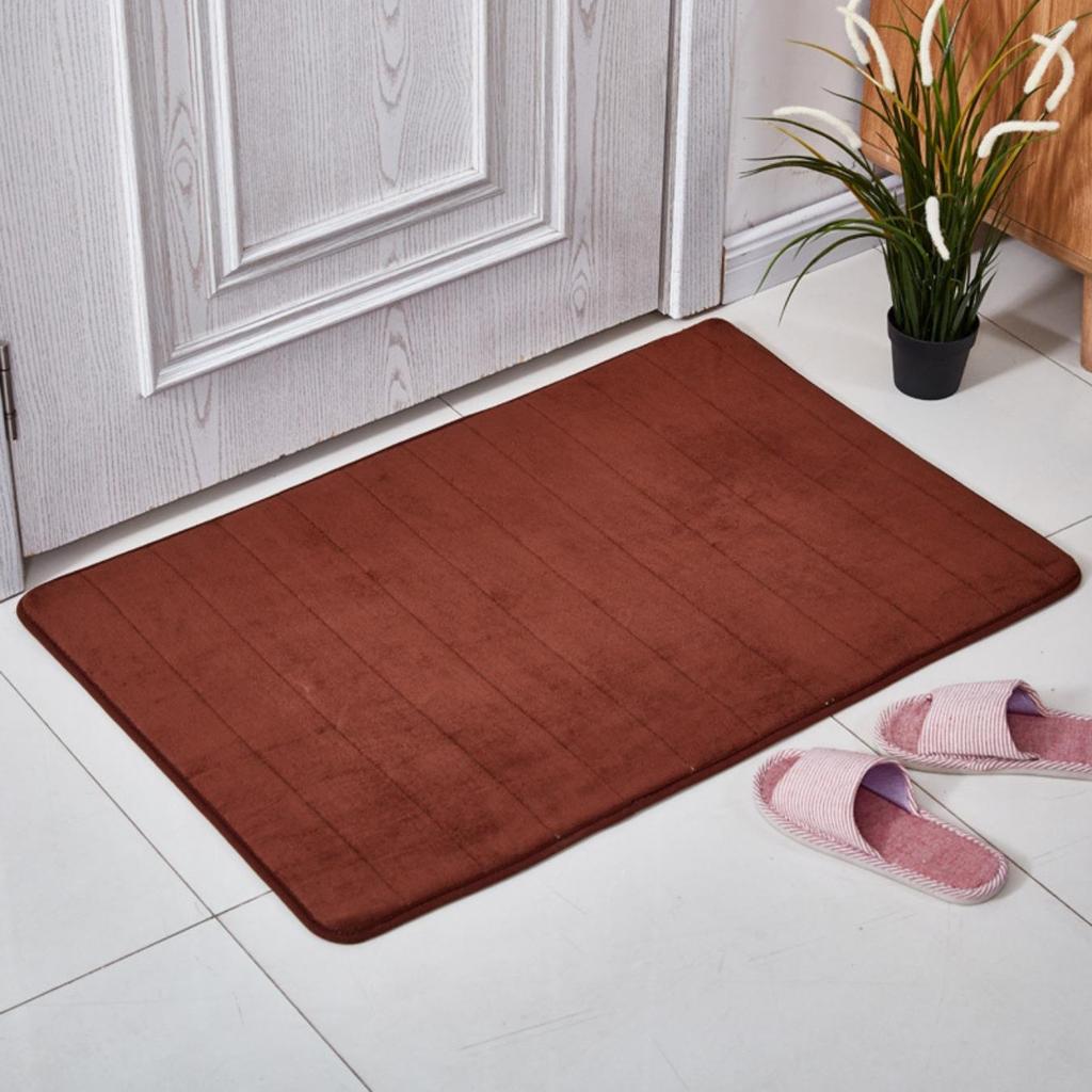 Coral Fleece Stripes Engraving Bathroom Mat Bath Non-slip Carpets In Wash Basin Bathtub Side Floor Rug Shower Room Doormat Memory Foam 3D Pad