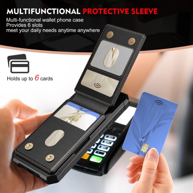 For Magsafe Wallet Card Holder Leather Case For iPhone 16E 16 Plus 15 14 13 12 11 Pro Max Magnetic Protection Stand Phone Cover