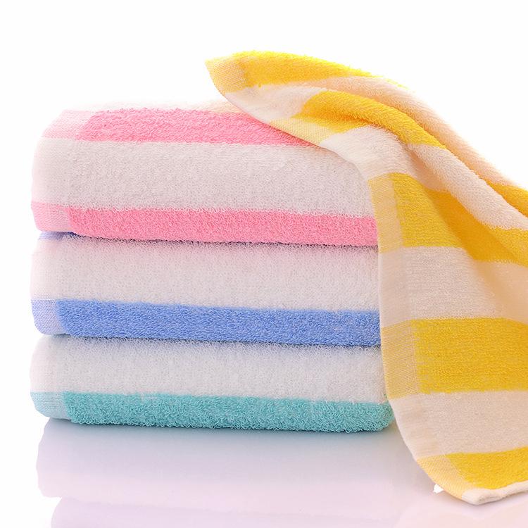 Pure Cotton Face Towel Quick-dry Coral Stripe Bath Towel Sets for Home Cotton Stripe Design Towel