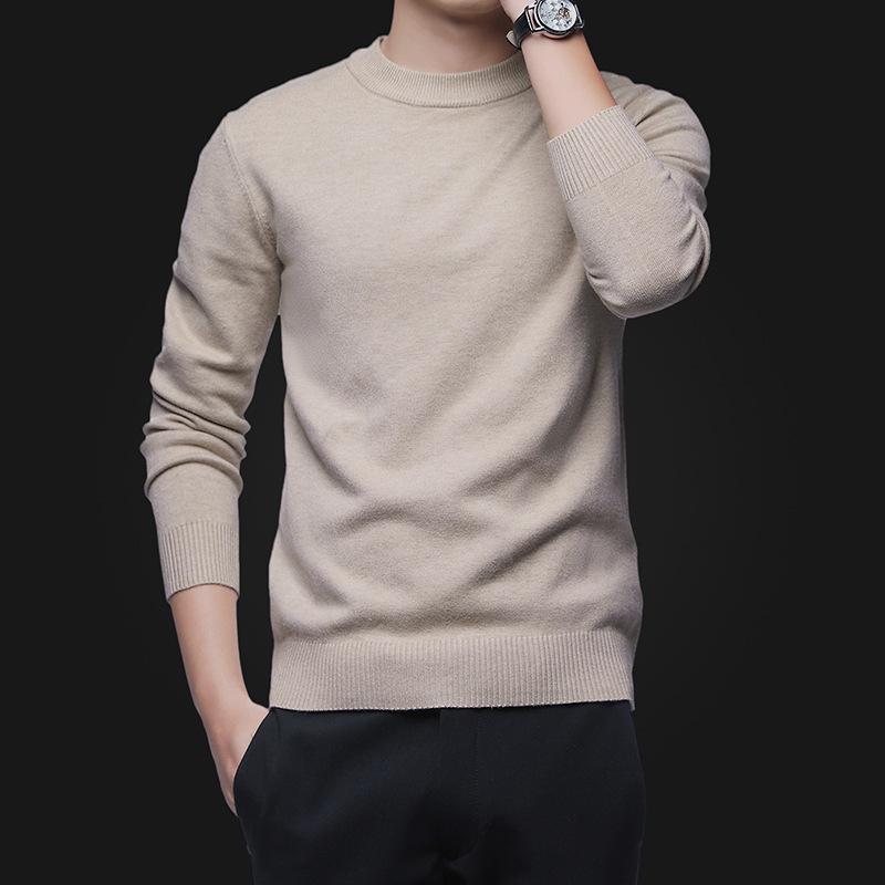 Korean Style Slim Fit Anti-Pilling Wool Sweater - Youth Casual Round Neck for Autumn & Winter
